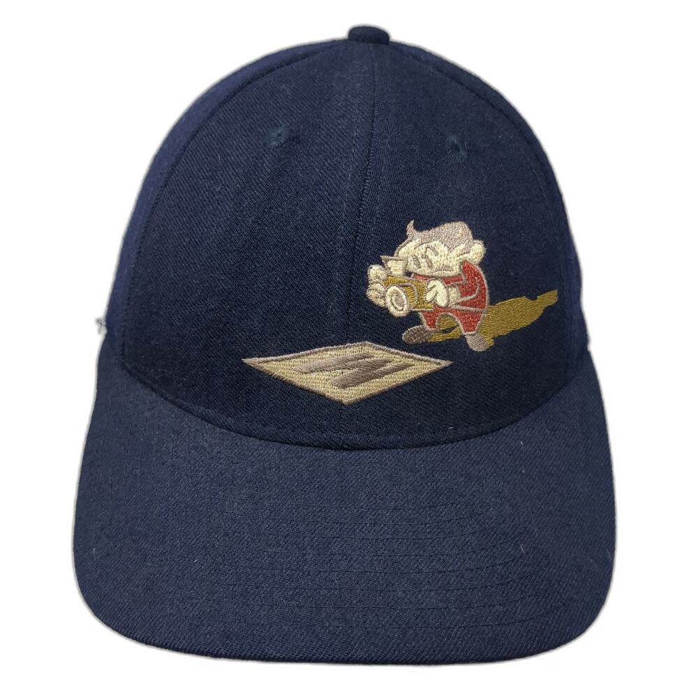 Mossimo Snapback Hat Blue OS 100% Wool Embroidered Character Baseball Vintage